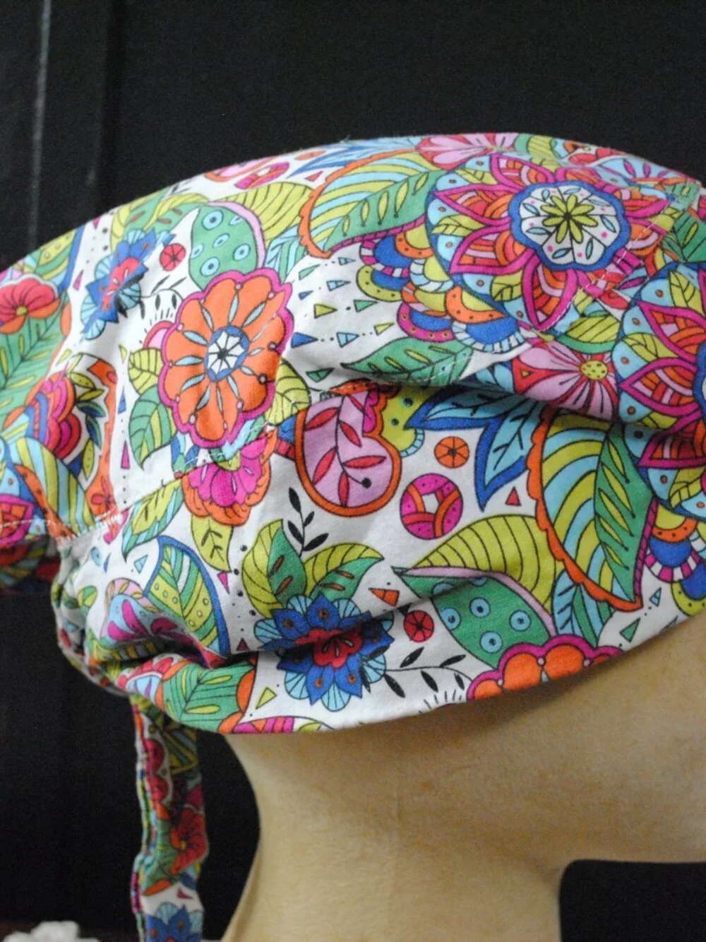 Handmade Multicolored Floral Surgery Medical Bouffant Scrub Hat